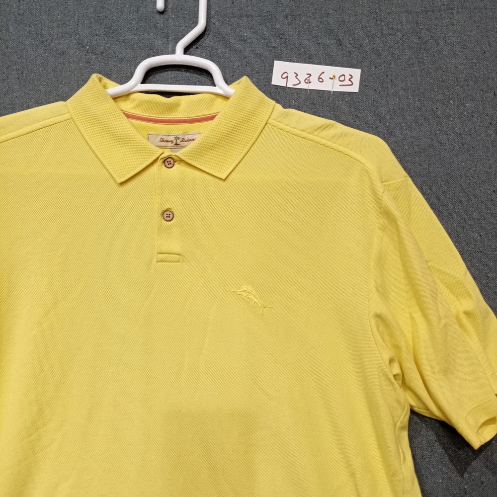 Tommy Bahama Mens XL Yellow Short Sleeve Marlin Logo Cotton Blend Polo Shirt